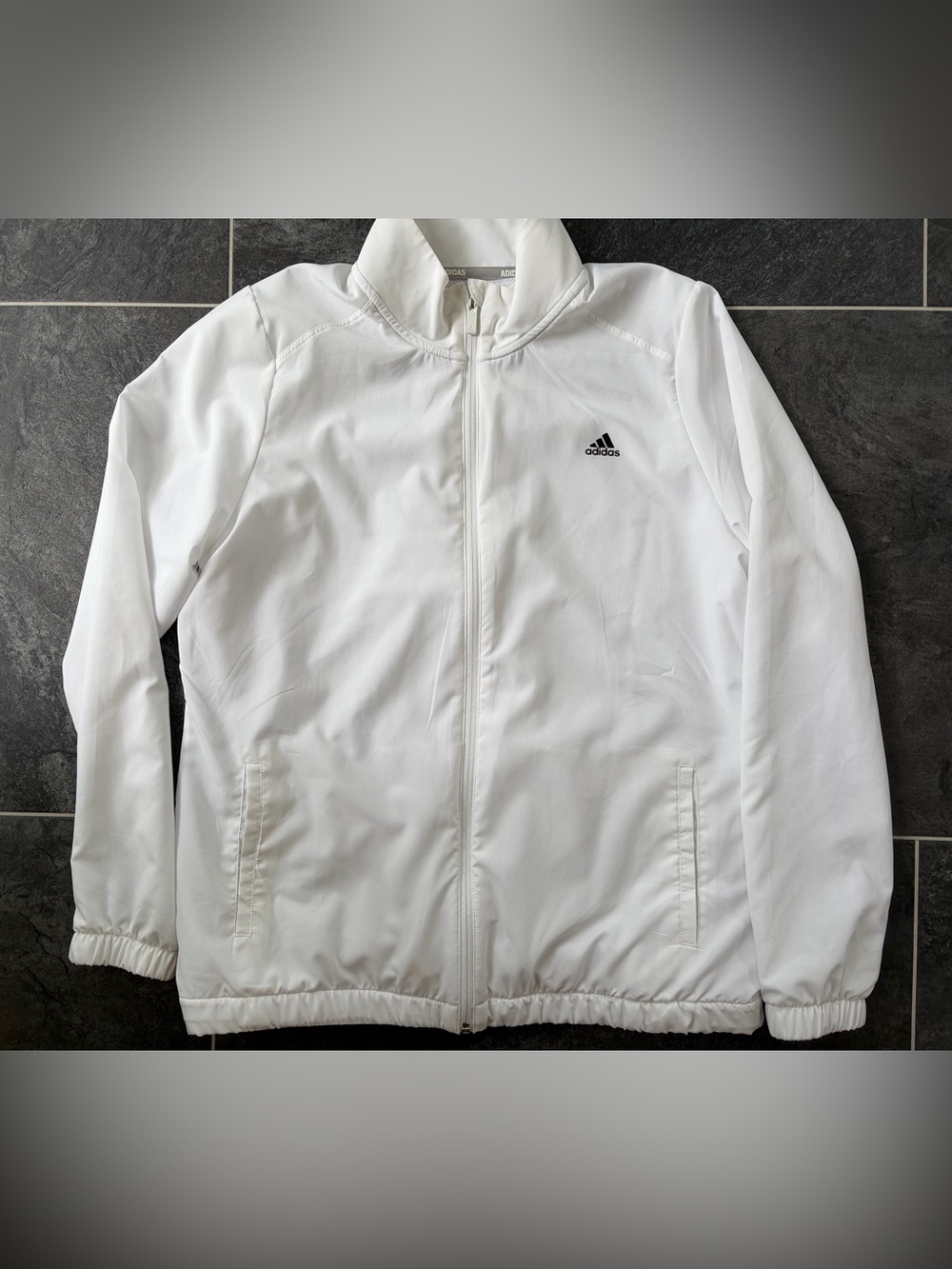 ADIDAS White Full-Zip Track Jacket with Logo LARGE